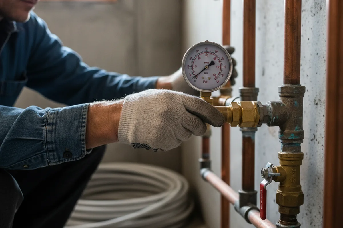 Pressure testing a repaired line during Water Line Repair in Navarre